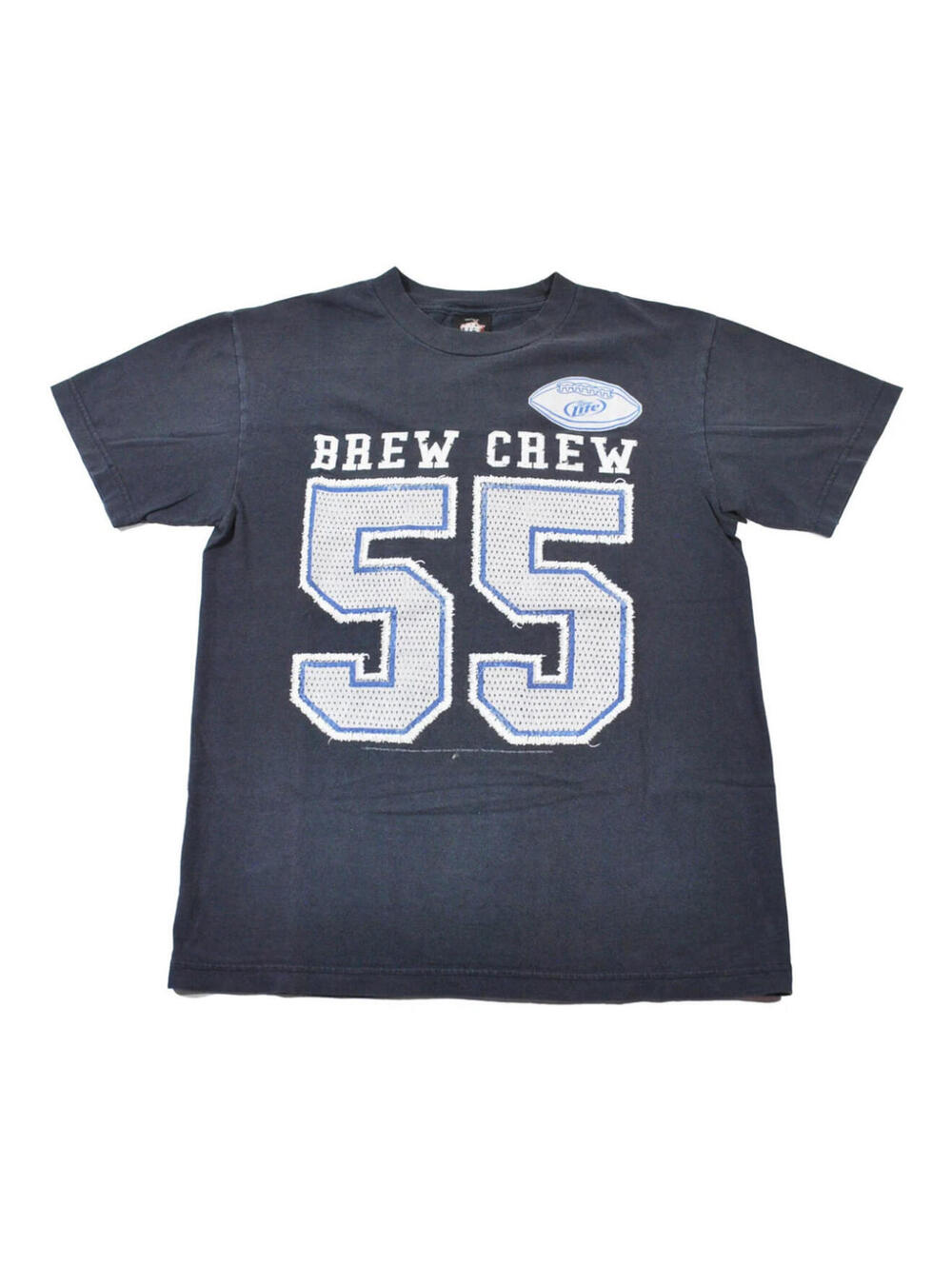 Vintage Miller Lite Brew Crew Beer Blue Football NFL Shirt Size Medium